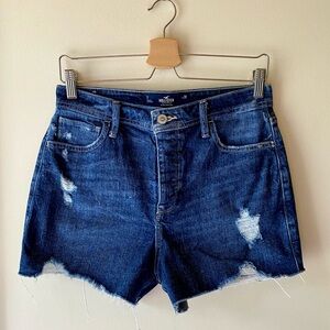 Hollister Dark Wash Distressed Denim Shorts